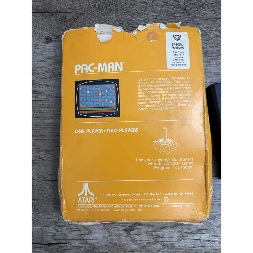 Pac-Man (Atari 2600, 1982) Video Game Cartridge With Box